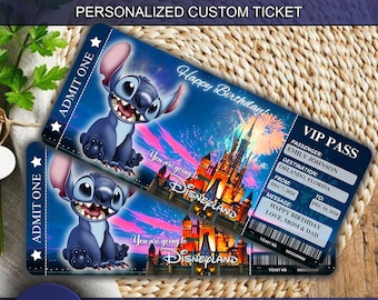 Editable Stitch DisneyWorld Disneyland Surprise Ticket, Stitch Ticket Reveal, Disneyworld Ticket Gift, Boarding Pass, Disneyland Ticket
