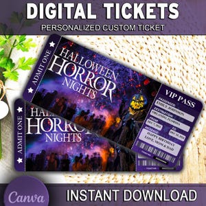 Universal HALLOWEEN HORROR NIGHTS Överraskningsresa Biljetter, Semesterpresentbiljett, Läskig Halloweenbiljett, Presentresa, Direktnedladdning Canva bild 1