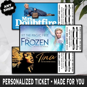 PERSONALISIERTE Broadway, West End oder jede Veranstaltung Ticket Stub Geschenk Souvenir, Möglichkeiten, Tickets Geburtstag, Digital Surprise Reveal