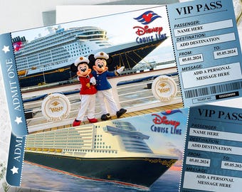 Överraskningsbiljett till Mickey Cruise, redigerbar Canva-avslöjning