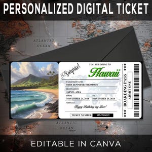Hawaii Trip Surprise Gift Ticket - Sie gehen nach HAWAII - Printable, Flug, Bordkarte, bearbeitbar, Sofort-Download, Reisedruck
