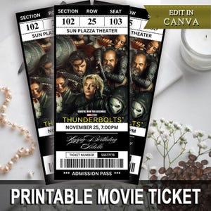 Ingresso de cinema surpresa editável, revelação de filme surpresa, presente de convite de filme, ingresso de cinema, cartão de embarque, lembrança de filme