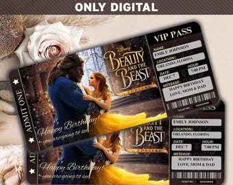 Beauty and the Beast in Concert Surprise Ticket, Disney Beauty and the Beast, Beauty and the Beast Ticket, Boarding Pass, Keepsake Ticket