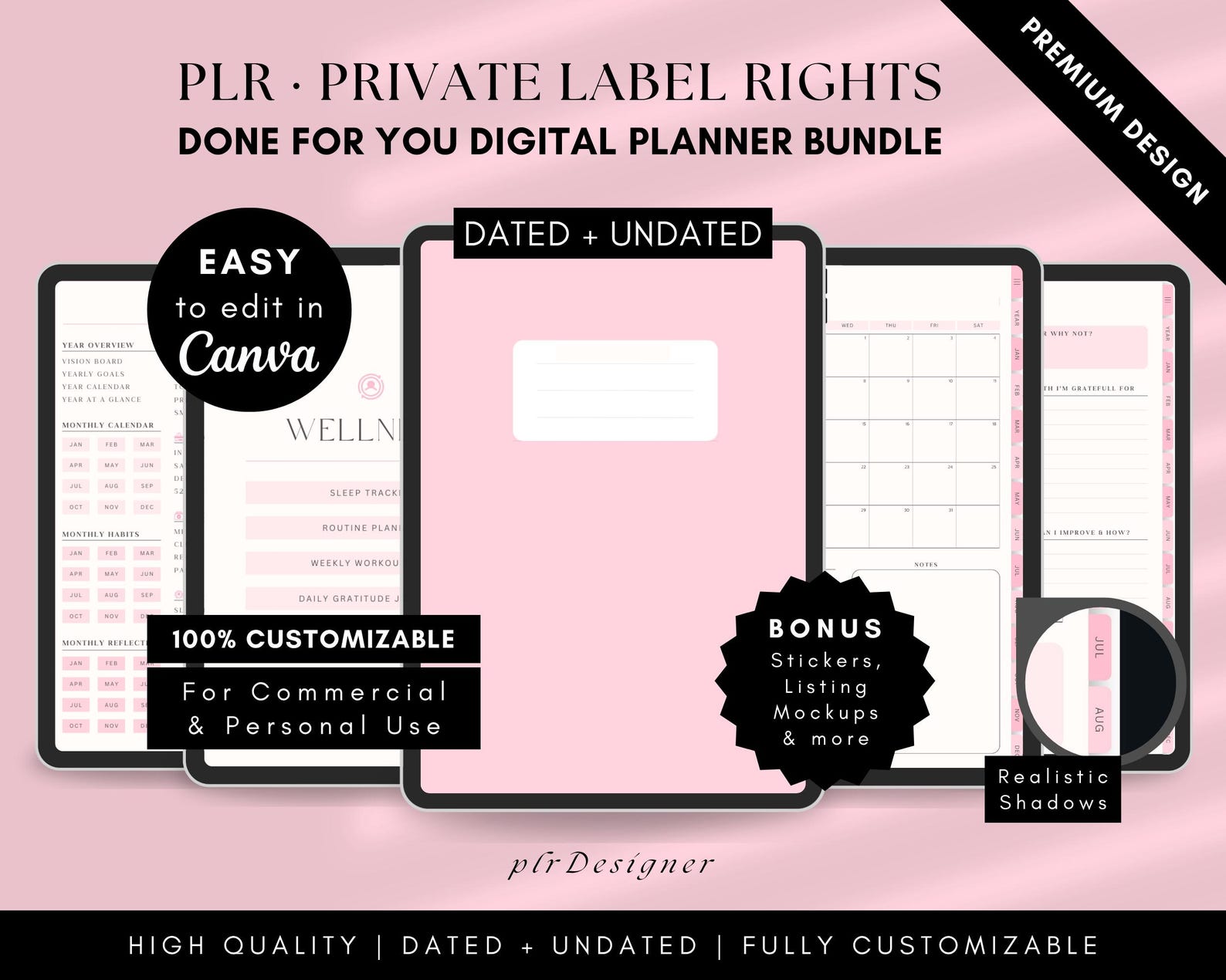 PLR Resell Planner 2026 2027 Undated PLR Canva Templates, DFY Planners ...