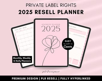 PLR Digital Planner 2025, PLR Planner MRR Digital Planner Plr Digital Product Plr Planner Canva Mrr Digital Product Plr Journal Hyperlinked