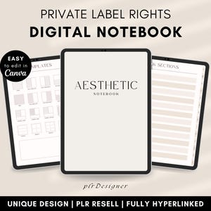 DFY PLR Digital Notebook Aesthetic Design, Premium Beige Brown Canva Template, Goodnotes iPad Notebook, PLR Resell Rights Digital Notebook