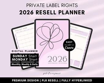 PLR Digital Planner 2026, PLR Planner DFY Digital Planner Plr Digital Product Plr Planner Canva Digital Product Plr Journal Hyperlinked