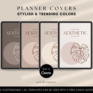 Stylish Beige Elegant Planner Covers Template Easy to Edit and Export to PDF
