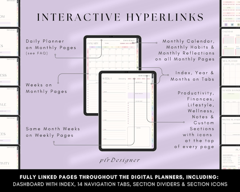 PLR Resell Undated Goodnotes Planner Dated PLR Planner Hyperlinked Digital Planners Bundle
