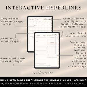 Fully Hyperlinked Planner Interactive Hyperlinks with Tabs Icons Links