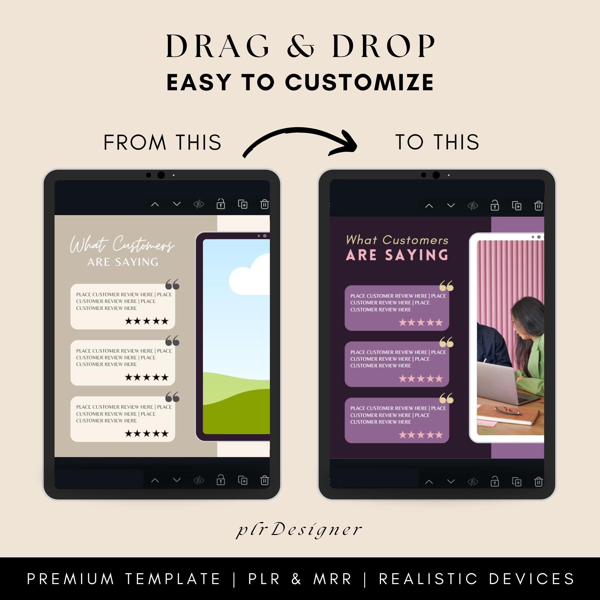 PLR MRR Digital Product Mockup Templates, Etsy Listing Canva Template ...