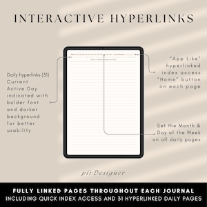 PLR Digital Daily Journal, Hyperlinked PLR Daily Journal Undated. Beige Daily PLR Canva Journal Template Resell Planner Private Label Rights image 3