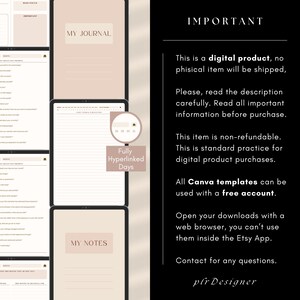 PLR Digital Daily Journal, Hyperlinked PLR Daily Journal Undated. Beige Daily PLR Canva Journal Template Resell Planner Private Label Rights image 7