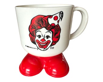 Super Cute Vintage 1985 Birthday Party Plastic Footed Ronald McDonald Drinking Mug