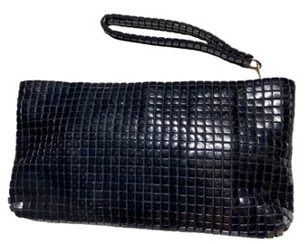 Vintage Day to Night Black Sequin-like Mini Mosaic Tile Wristlet Clutch