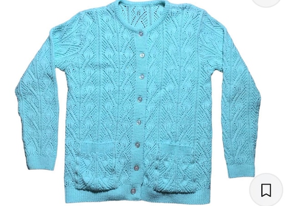 Vintage Granny Chic Baby Blue Cardigan Sweater si… - image 1