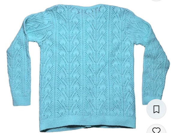 Vintage Granny Chic Baby Blue Cardigan Sweater si… - image 2