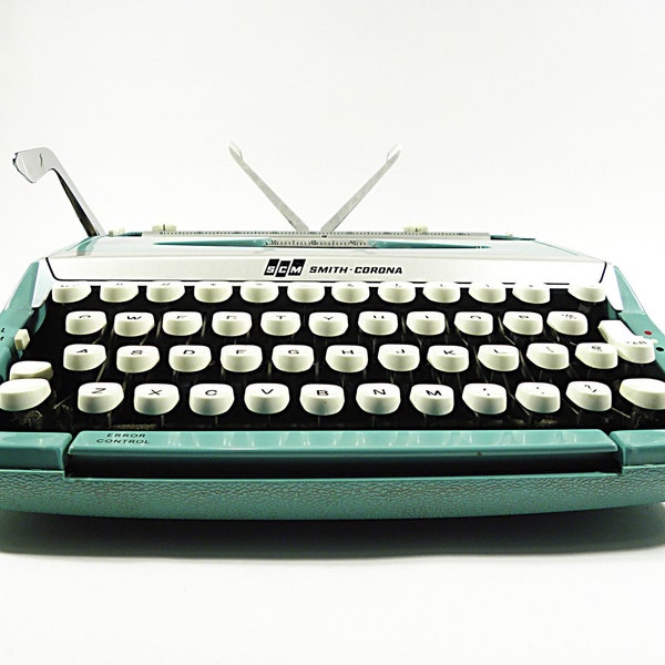 aqua Smith Corona Corsair Deluxe portable typewriter