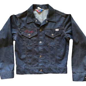 Vintage Put-On Shop by Sears Denim Jacket w/ Bob & Sports Embroidery Details XS/S    T5