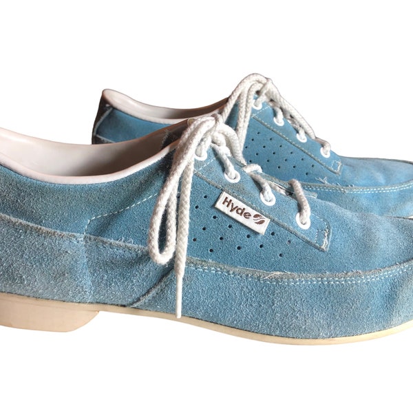 Vintage Powder Blue Suede Hyde Bowling Shoes, Women’s 8.5