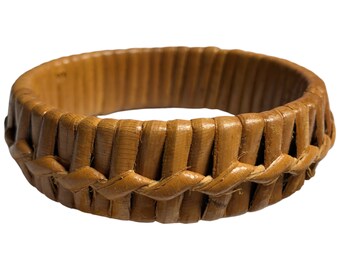 Vintage 1970s Rattan Bangle Bracelet