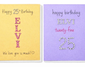 Personalized Handmade Birthday Card | Custom Name, Message, Embellished