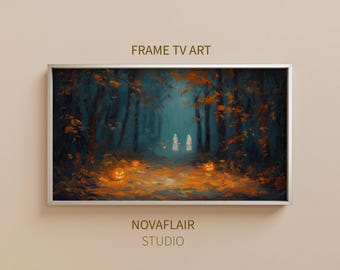 Ghostly Pumpkin Path – Spooky Autumn Forest Frame TV Art | Halloween Digital Download