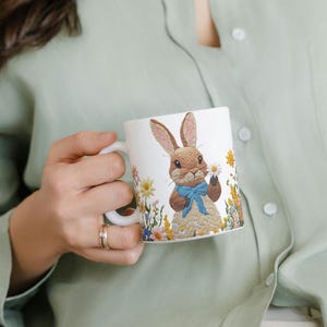 Embrace Spring with this Cute Bunny Ceramic Mug, Ideal Gift for Animal Enthusiasts, 11oz or 15oz Options