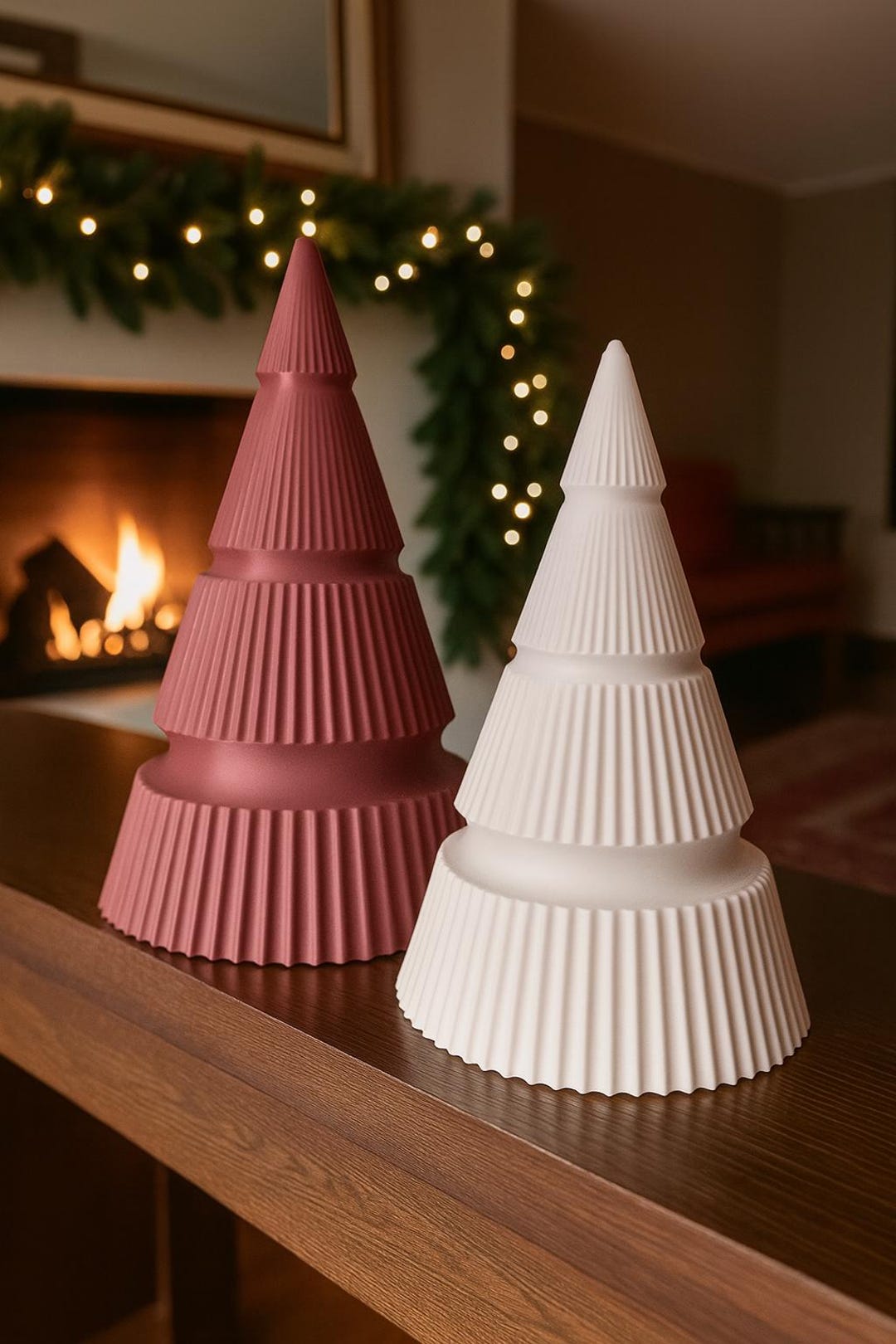 Modern Ribbed Christmas Tree Decor – 3D Printed Minimalist Holiday ...