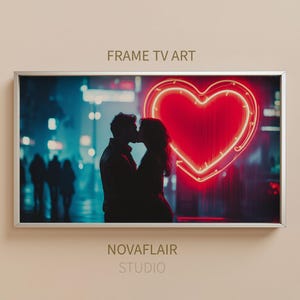 Valentine&#39;s Day Samsung Frame Tv Art | Romantic Silhouette Frame Tv Art Valentine&#39;s Day Frame TV | Valentines Pink Heart Download for Tv