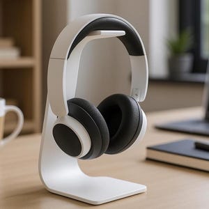 Modern Headphone Stand – 3D Printed Matte Headset Holder for Desk Organization | Sleek Headset Hanger for Home Office or Gaming Setup