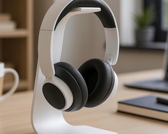 Modern Headphone Stand – 3D Printed Matte Headset Holder for Desk Organization | Sleek Headset Hanger for Home Office or Gaming Setup