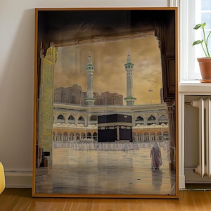 Kaaba Digital Art Print – Mecca Sacred Mosque Wall Art, Islamic Art, Hajj Pilgrimage Poster, Muslim Gift for Home or Ramadan