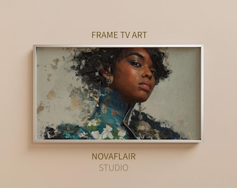 Afrocentric Woman Portrait: 4K Samsung Frame TV Art (Digital Download), Elegant Black Woman Painting