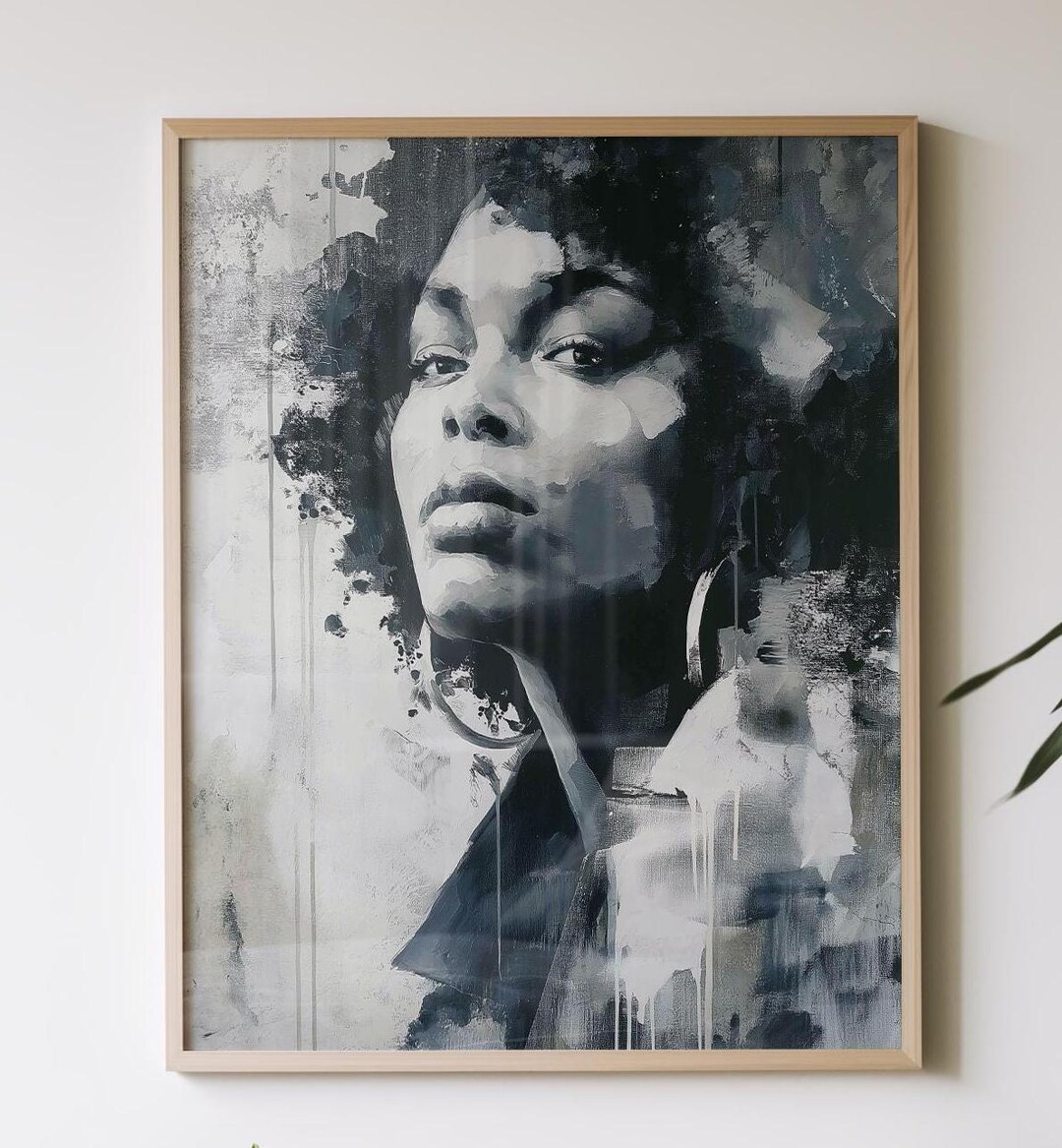 Black Woman Abstract Wall Art – Bold Minimalist Portrait Print ...