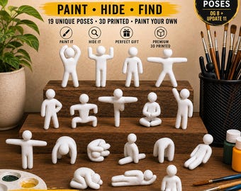 Meccha Chameleon Inspired 3D Printed Figure Set | Paint Your Own Hide and Seek Desk Toy | Unpainted Mini Gamer Figures With Adhesive Tape