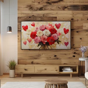 Valentine's Day Frame TV Art | Romantic Floral Digital Download ...