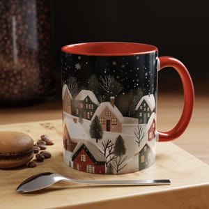 Cozy Winter Forest Coffee Mug, Christmas Forest Tea Cup, Winter Holiday Ceramic Mug, Festive snowy Drinkware Holiday Season Classy Mug