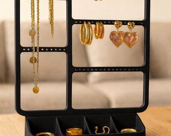 Modern 3D Printed Jewelry Organizer – Minimalist Earring Holder, Necklace Stand, Ring Tray | Aesthetic Desk & Vanity Storage
