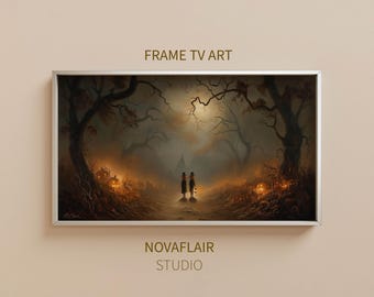 Halloween Frame TV Art: Spooky Pumpkin Forest Digital Download