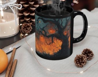 Spooky Pumpkin Tree Mug: Halloween Coffee Cup, Autumn Decor, fall Vibes, Gift for Pumpkin Lovers, and Tea