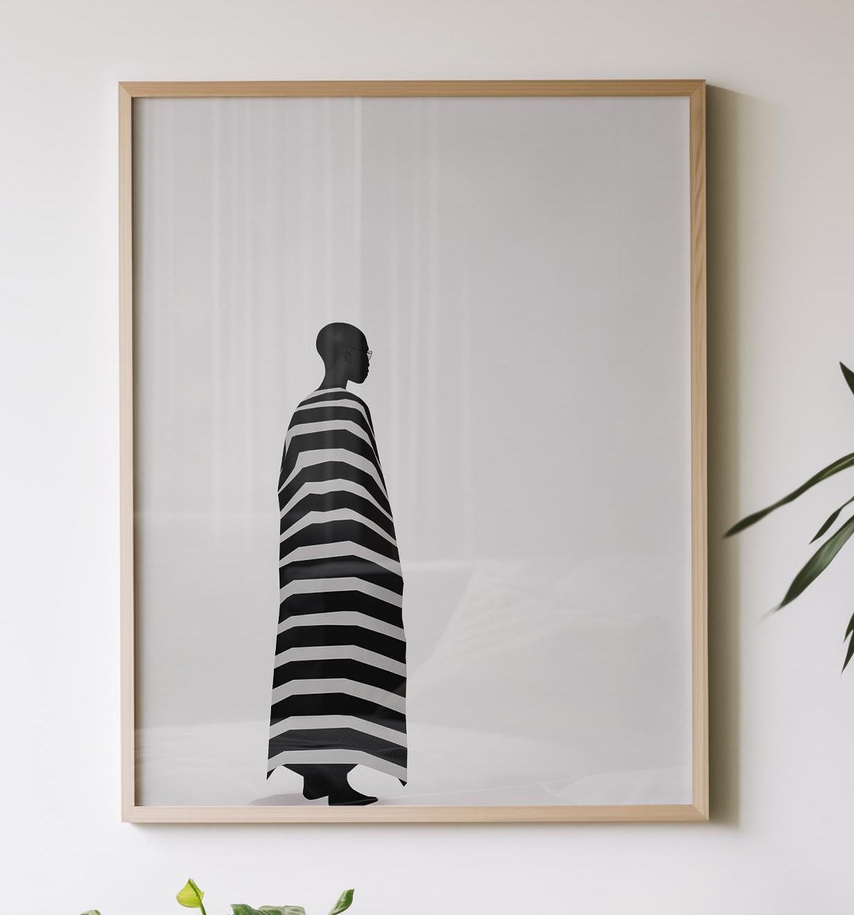 Minimalist Black and White Art Print, Black Woman Abstract Wall Art ...