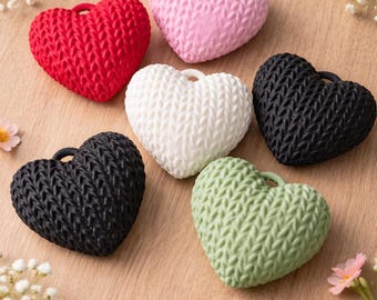 Knitted Heart Keychain – Textured 3D Printed Love Charm for Keys, Bags & Gifts