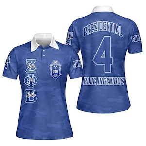 Zeta Phi Beta Custom Chapter Polo Shirt, Personalized Camo Style Blue Polo Shirt Zeta Phi Beta Sorority Shirt, Fraternity Polo Gift Idea