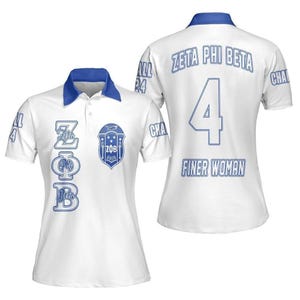 Zeta Phi Beta Polo Shirt Custom Chapter, Personalized White Polo Shirt Zeta Phi Beta Sorority Shirt, Greek Sorority Apparel Divine 9 Gift