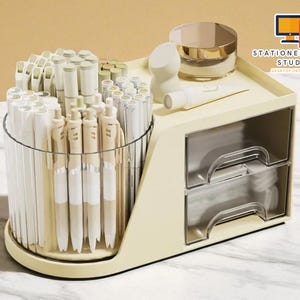 360 Degree Rotating Stand | Multi Function Pen Caddy | Desk Storage Box | Makeup Brush Case | Office Stationery Organizer