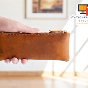 Astuccio in pelle per matite / Portapenne di grande capacità / Astuccio per cancelleria con cerniera / Borsa da viaggio retrò / Portaoggetti per scrittura