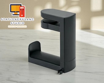 Gancho para auriculares bajo el escritorio: soporte giratorio de 360 grados para auriculares, con abrazadera para juegos y oficina.