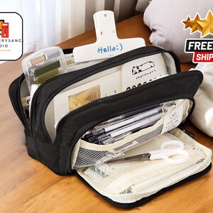 Large Capacity Pencil Case | Compact Multi-Pocket Organizer | Lightweight Stationery Bag | Durable Design for Accessories and Supplies