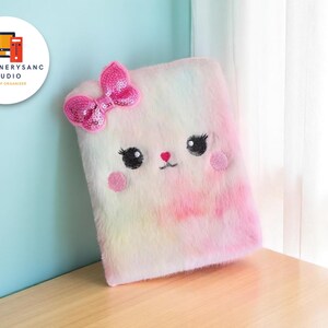 Quaderno con simpatico orsetto di peluche / Diario A5 con lucchetto / Diario di scrittura tie-dye / Regalo di cancelleria soffice per ragazze / Libro di forniture scolastiche